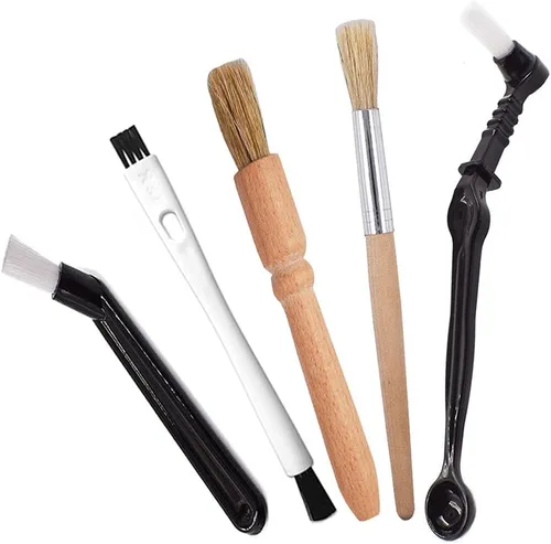 Vista 8 de DXary Juego de 8 cepillos de café profesional para café, incluye molinillo de café de madera, cepillo de limpieza y cepillo de nailon para cafetera