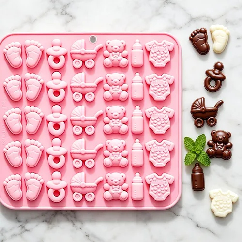 Vista 4 de Lindo molde de silicona para pastel de fondant, moldes para pies de bebé, mameluco para bebé, molde para chupete, molde de silicona para dulces