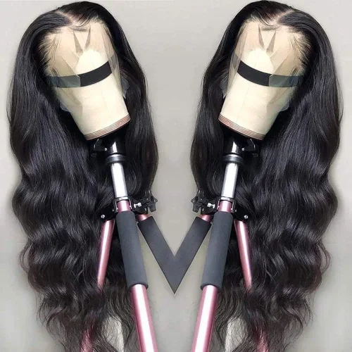 Vista 2 de Pelucas de cabello humano sin pegamento, prearrancadas de 13 x 4, pelucas de encaje frontal para mujeres negras, cabello humano con abuelitos, línea