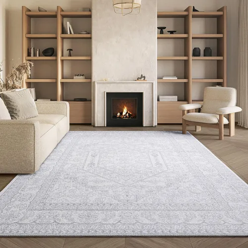 Vista 50 de SAFAVIEH ADR108B - Tapete de la colección Adirondack, 2 pies 1 pulgada x 6 pies, marfil y plateado, diseño de medallón oriental, no desprende