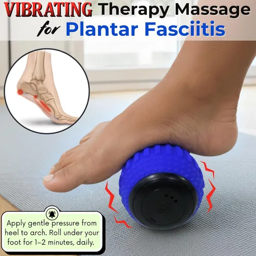Vista 4 de ZeenKind Pelota de Masaje Vibradora en Forma de Maní para Fascitis Plantar, Alivio del Dolor Muscular con 4 Velocidades, Terapia de Tejido Profundo