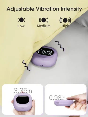 Vista 4 de Roxicosly Reloj despertador vibratorio súper fuerte para durmientes pesados, reloj agitador de cama de vibración ajustable debajo de la almohada