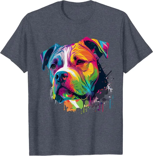 Vista 3 de Colorful American Bulldog American Bully Men Women T-Shirt Asphalt Grey