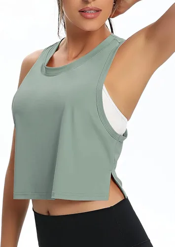 Vista 2 de MTIONUG Camisetas cortas de entrenamiento para mujer para gimnasio sueltas sin mangas deportivas musculares laterales abiertos para mujer camisetas