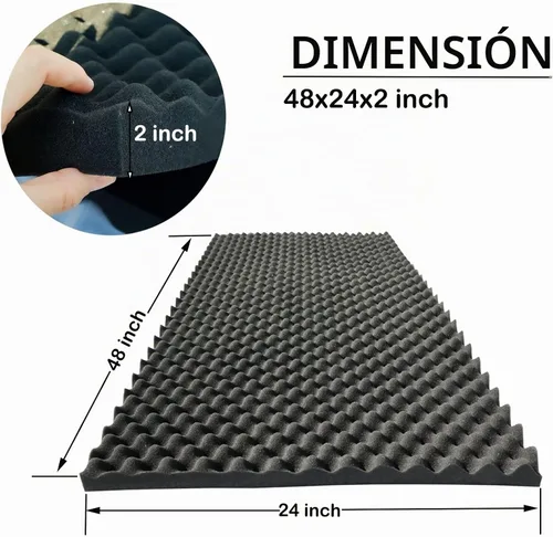 Vista 4 de 4 PCS Paneles Acústicos, 48''X24''X2'' Paneles de Pared de Espuma Insonorizante Tipo Huevera, Espuma de Alta Densidad Ignífuga para Cancelación