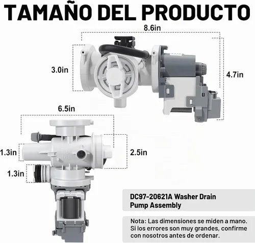 Vista 2 de DC97-20621A DC97-20621C DC31-00187A Conjunto de bomba de drenaje de lavadora