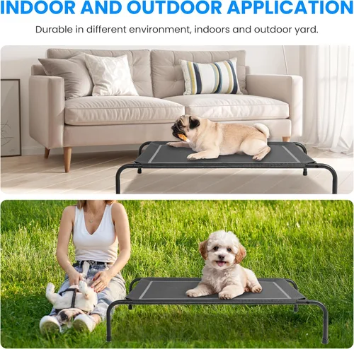 Vista 7 de Simple Deluxe Cama elevada y refrescante para perro, cunas portátiles elevadas para perros, patas antideslizantes, duradera, portátil, para Negro