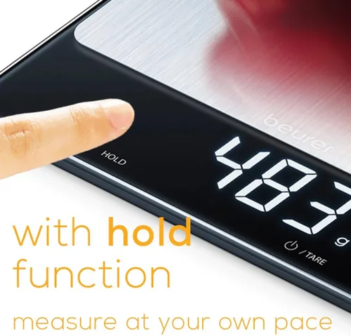 Vista 4 de Beurer KS34 - Báscula digital de cocina, báscula precisa para alimentos y gramos, capacidad de 33 libras, plataforma de pesaje XL para preparación