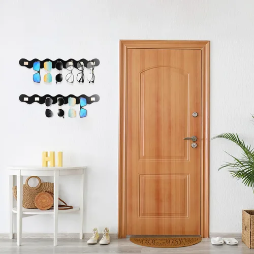 Vista 2 de Paquete de 2 organizadores de lentes de sol, soporte para lentes de sol, montaje en pared, soporte para lentes colgantes con 7 ranuras, soporte
