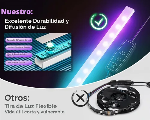 Vista 4 de ODK Escritorio para juegos en forma de L de 43 pulgadas con estantes, LED y Negro