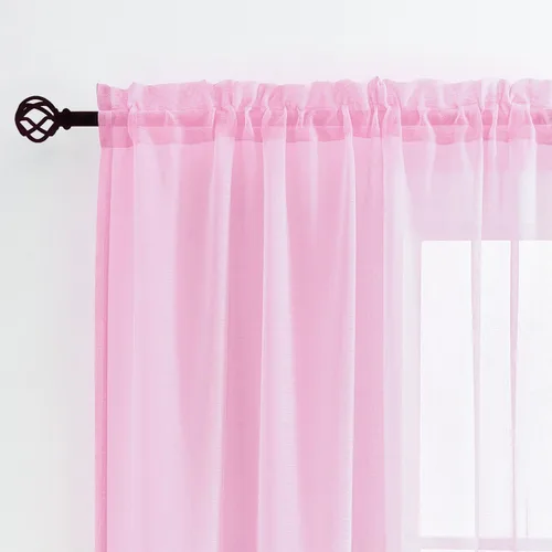 Vista 9 de MYSTIC-HOME Juego de cortinas de niveles transparentes blancas para cocina de 24 pulgadas de largo, tratamiento de cortinas para ventanas pequeñas