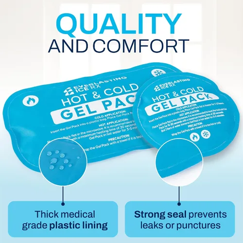 Vista 4 de Paquetes de hielo reutilizables de gel caliente y frío para lesiones, paquete de 7 paquetes de hielo de gel variados, solución de terapia fría