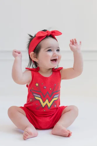 Vista 3 de DC Comics Justice League Wonder Woman - Juego de pelele y diadema sin mangas