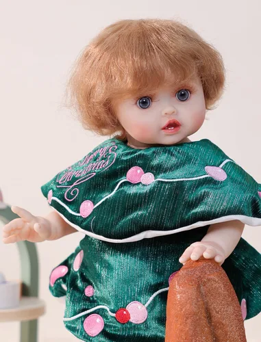 Vista 6 de Muñecas de bebé, 18 pulgadas realista Reborn Full Vinyl Baby Doll con pelo rizado, detalles realistas pintados a mano y atuendo acogedor para niñas