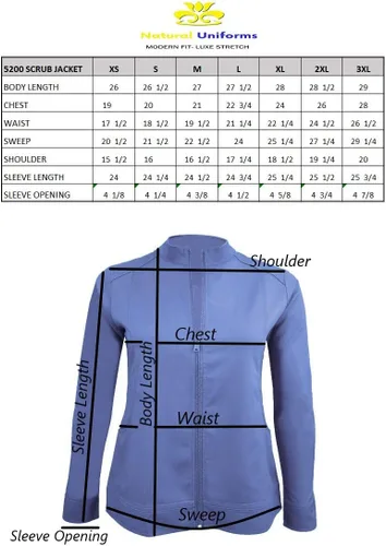 Vista 7 de Natural Uniforms Chaqueta quirúrgica ultra suave y elástica con cremallera para mujer (5200)