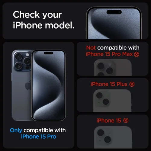 Vista 2 de Spigen Protector de pantalla de vidrio templado [GlasTR EZ FIT] diseñado para iPhone 15 Pro [compatible con carcasa] - Paquete de 2 9H Hardness