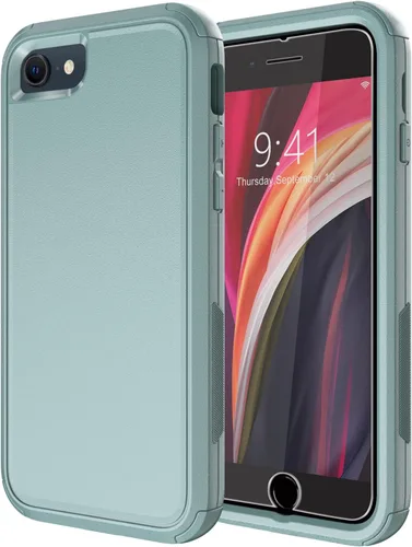 Vista 9 de Diverbox Funda diseñada para iPhone SE con protector de pantalla, resistente a los golpes, resistente a los golpes, para Apple iPhone se Phone Negro