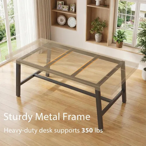 Vista 3 de IDEALHOUSE Mesa de comedor rústica para 6-8 personas, mesa de cocina rectangular de 70 pulgadas de largo, mesas de cocina de madera industrial