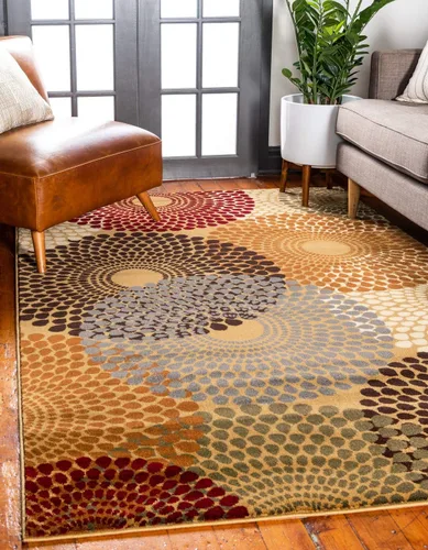 Vista 5 de Unique Loom Barista Collection - Alfombra de área Java (6 pies 1 pulgada, redonda, beige/negro)