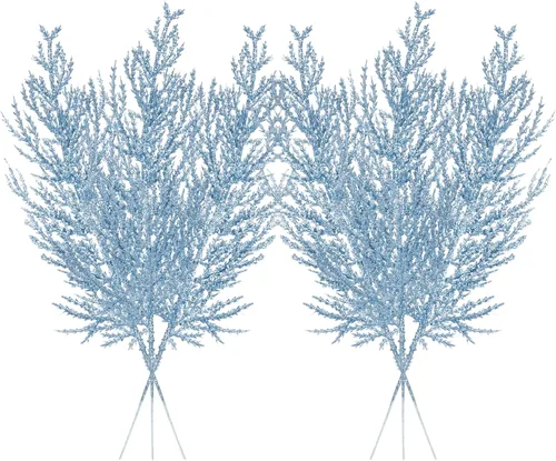 Vista 11 de Tallos de bayas con purpurina navideña, 24 piezas de púas artificiales para rellenos de adornos de árbol de Navidad, coronas de Navidad Dorado