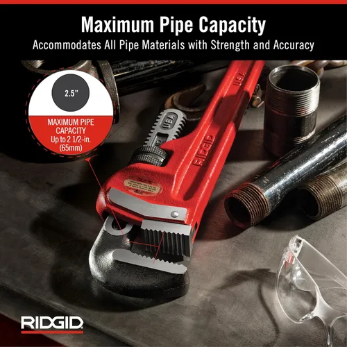 Vista 4 de RIDGID 31025 Llave de tubo recta modelo 18 resistente, llave de fontanería de 18 pulgadas