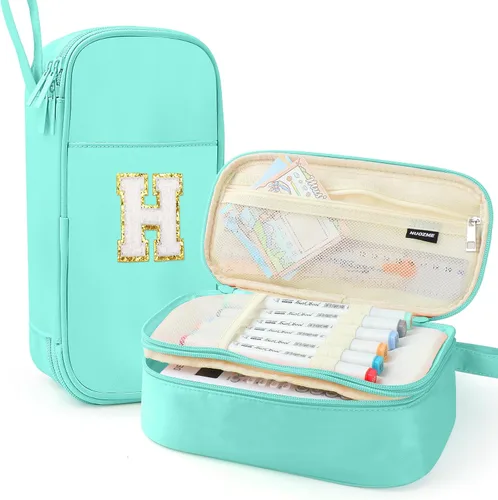 Vista 33 de Estuche Grande para Lápices, Bolsa de Lápices de Gran Capacidad, Bolsa de Lápices Personalizada con Inicial con Cremallera Suave, Múltiples