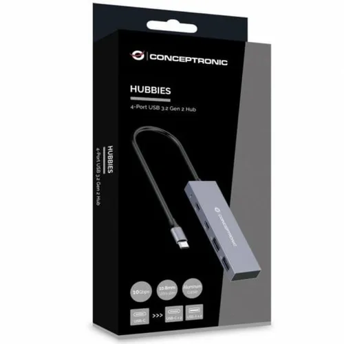 Vista 4 de Hub USB Conceptronic HUBBIES13G Gris (1 unidad)