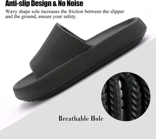 Vista 6 de IGIGRING Sandalias de nube para mujeres y hombres, pantuflas de almohada antideslizantes súper suaves con suela gruesa, pantuflas de ducha