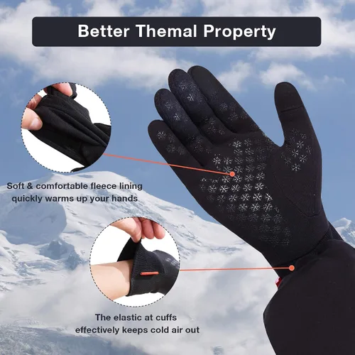 Vista 2 de Guantes de correr con pantalla táctil mejorados guantes de invierno ligeros y térmicos guantes de compresión para hombres y mujeres antideslizantes