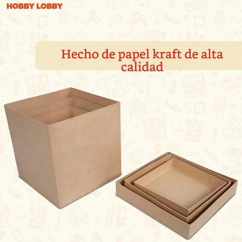 Vista 3 de Hobby Lobby - Juego de 3 cajas cuadradas de papel con tapa