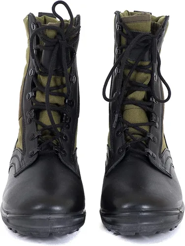 Vista 6 de Botas originales de la selva del ejército alemán para los hombres - BALTES Botas militares de los hombres negroverde - Botas de combate de cuero