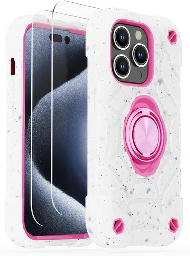 Vista 53 de KCJ Funda para iPhone SE 2022/2020, iPhone 8/7/6/6S, con [2×Protectores de Pantalla][Soporte de Anillo] Silicona Suave+PC Duro Protección Completa