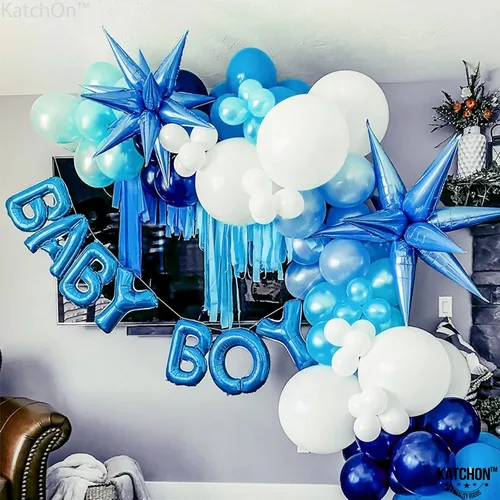 Vista 2 de Globos metálicos de papel de aluminio con forma de cono de estrella en explosión, azul, extragrandes, 26 pulgadas, para decoración de fiestas 2022