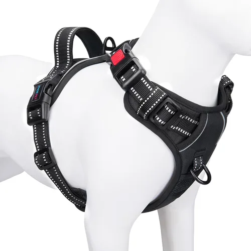 Vista 17 de PHOEPET Arnés para perro sin tirones, chaleco reflectante ajustable con asa de entrenamiento, bolsillo para identificación con nombre, 2 ganchos
