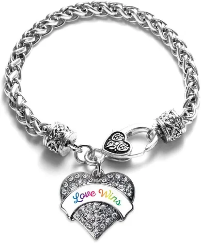 Vista 225 de Inspired Silver - Pulsera de plata con dije de corazón pavé con joyas de circonita cúbica