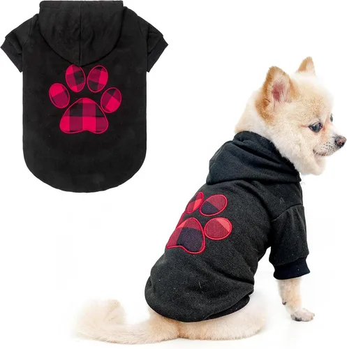 Vista 19 de KOOLTAIL Sudadera a cuadros con capucha, con gorro y bolsillo, para perros pequeños, medianos y grandes y gatos, abrigo suave y cálido para invierno