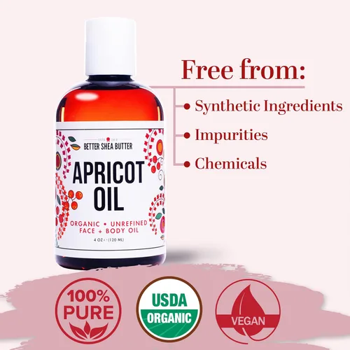 Vista 4 de Aceite de albaricoque orgánico 100% puro, prensado en frío Aceite de masaje para cuerpo y cara Aceite para pieles sensibles 4 oz por Better