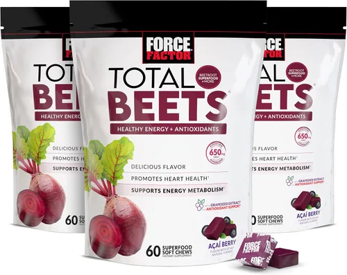 Vista 12 de Force Factor Total Beets - Masticables suaves con remolacha, nitratos, L-citrulina, extracto de semilla de uva y antioxidantes, suplemento