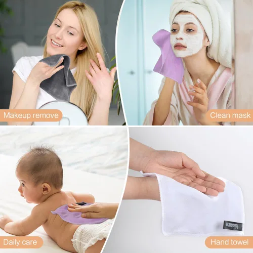 Vista 7 de KinHwa Paños de limpieza facial de microfibra ultra suaves y absorbentes, toallitas para eliminar el maquillaje de ojos, toallitas para pieles