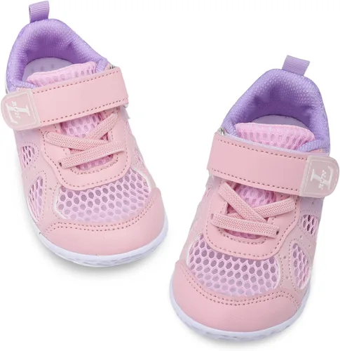 Vista 7 de L-RUN Zapatos deportivos para niños y niñas, zapatos de verano para caminar descalzos, zapatos de tenis ligeros de malla