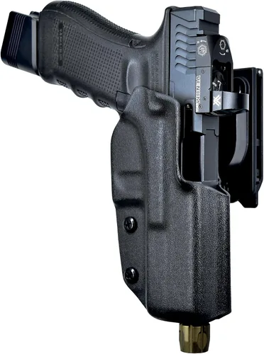 Vista 4 de OWB Negro Quick Detach IDPA - Funda KYDEX - Cintura exterior - Retención Posi-Click - 100% fabricado en EE. UU