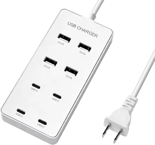 Vista 10 de Cargador de pared USB Estación de carga USB para múltiples dispositivos 8 puertos Charging Hub Strip Smart Charger Block Compatible with iPhone