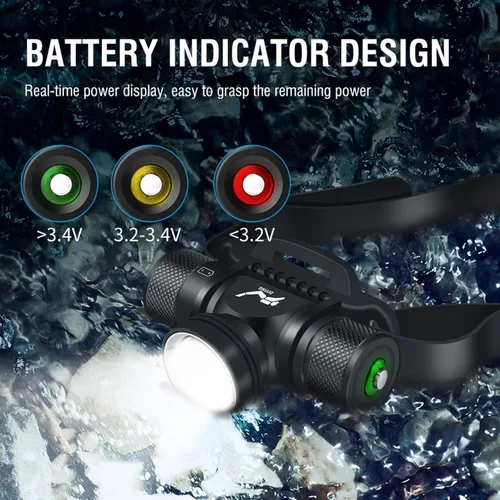 Vista 3 de WINDFIRE Luz de buceo, linterna de buceo de largo alcance, linterna de buceo de 5 modos, linterna de buceo ultra brillante, IPX8, impermeable, bajo