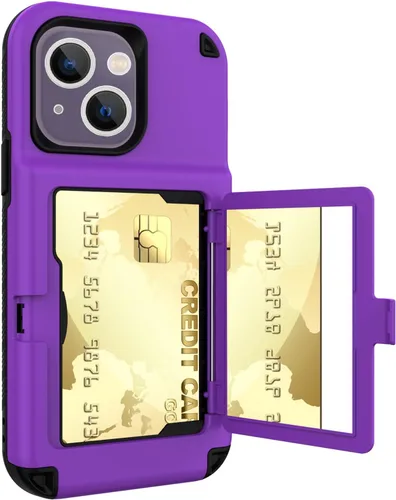 Vista 9 de Funda compatible con iPhone 14 Pro Max con espejo con tarjetero y soporte para tarjetas, bonita funda de lujo con espejo de maquillaje a la moda