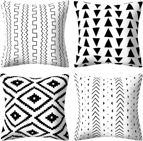 Vista 18 de Drmstow Juego de 4 fundas de almohada marrones de 18 x 18 pulgadas, fundas decorativas geométricas para sofá, sala de estar, cama, muebles de patio
