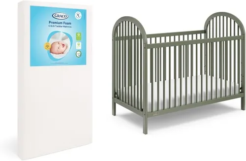 Vista 20 de Graco Cuna convertible Olivia (avena helada) – Certificado GREENGUARD Gold, 100% madera maciza, se adapta a colchón de cuna estándar, cuna de bebé