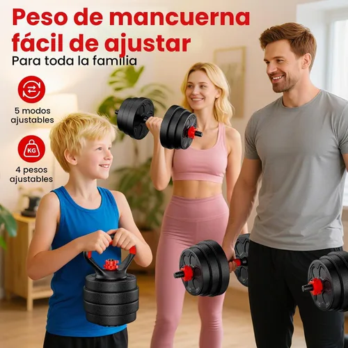 Vista 8 de Adjustable Dumbbell Set, 20/33/45/70/90lbs Free Weight Set with Connector, 5-in-1 Dumbbell Set for Barbells, Kettlebells, Push up Stand, Weight 20LB