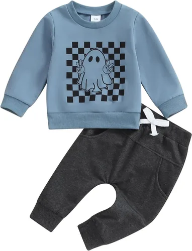 Vista 25 de Conjunto de Navidad para bebé niño con camisa divertida larga y pantalón conjunto de ropa de primera Navidad para niños de 6 a 12, 18, 24 meses 2T