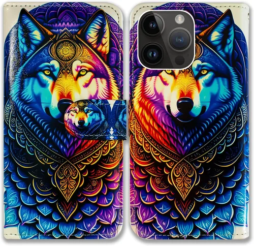 Vista 12 de Bcov Funda para iPhone 15 Pro Max, funda de piel con tapa y soporte para tarjeta y soporte para iPhone 15 Pro Max