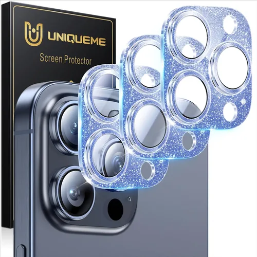 Vista 68 de UniqueMe para Paquete de 3 Protectores de Lente de Cámara para iPhone 15 Pro/iPhone 15 Pro Max, [Protección contra Caídas] [Compatible con Fundas]